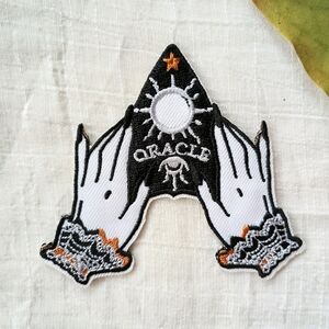 🔮 OCCULT POP 🔮 x1 small embroidered Dark Arts "Oracle" patch, visible mending
